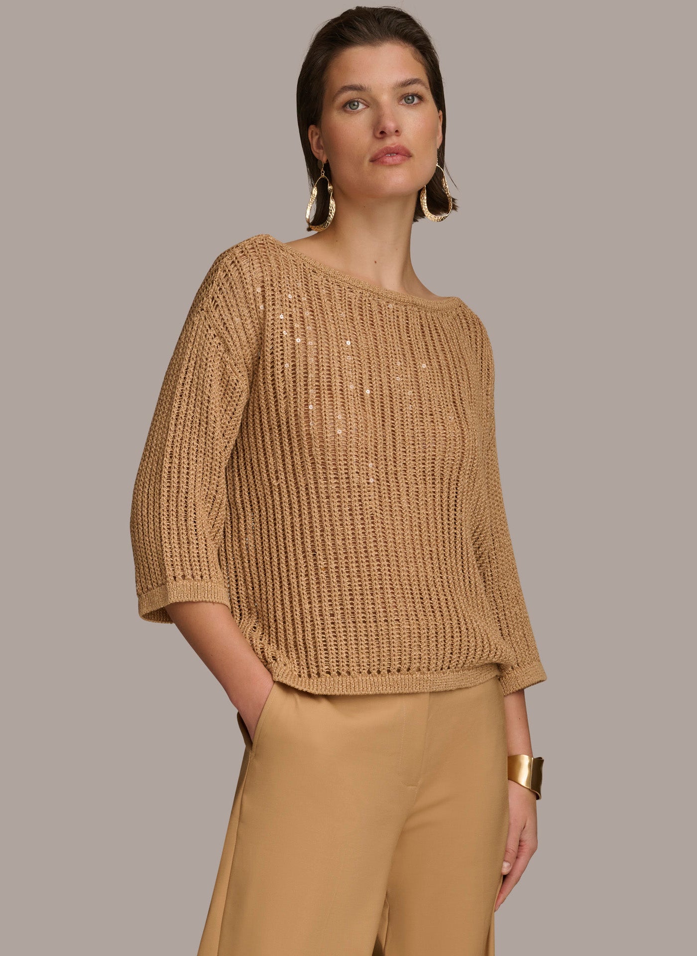 (image for) AMAZING OPEN WEAVE SEQUIN TOP